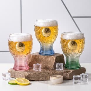 New Creative Football World Cup Beer Mug Thickened Glass Large Beer Stein High Appearance Big Belly Drink Cup