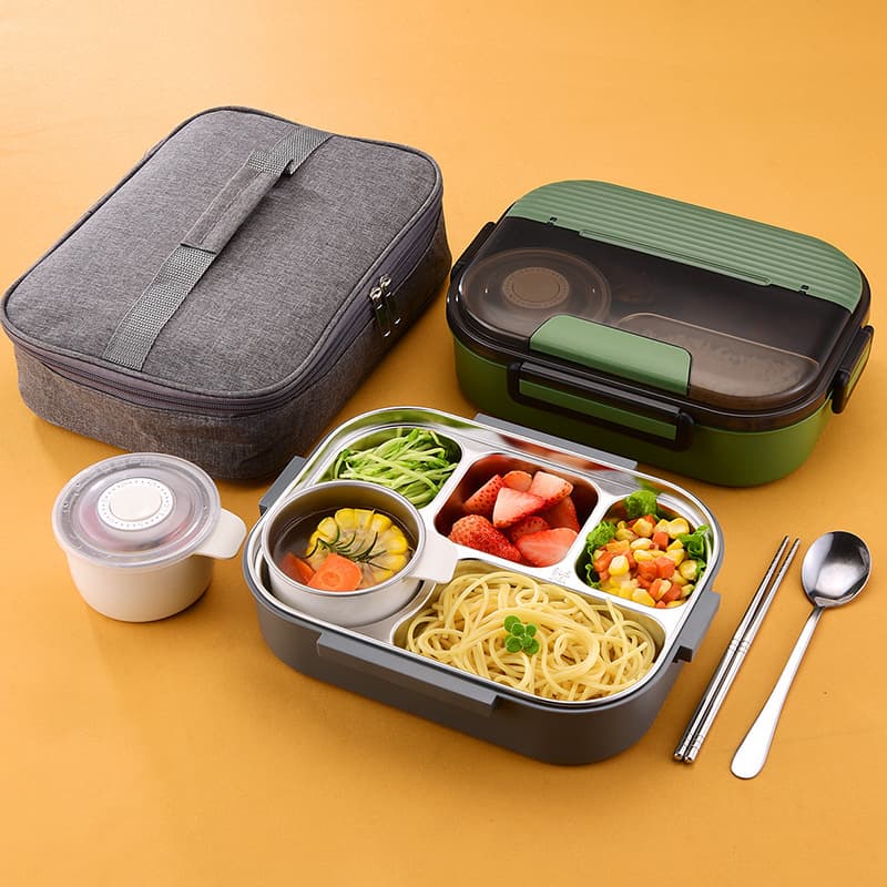 316L stainless steel lunch box Japanese-style divided compartment insulated lunch box student portable lid sealed lunch box