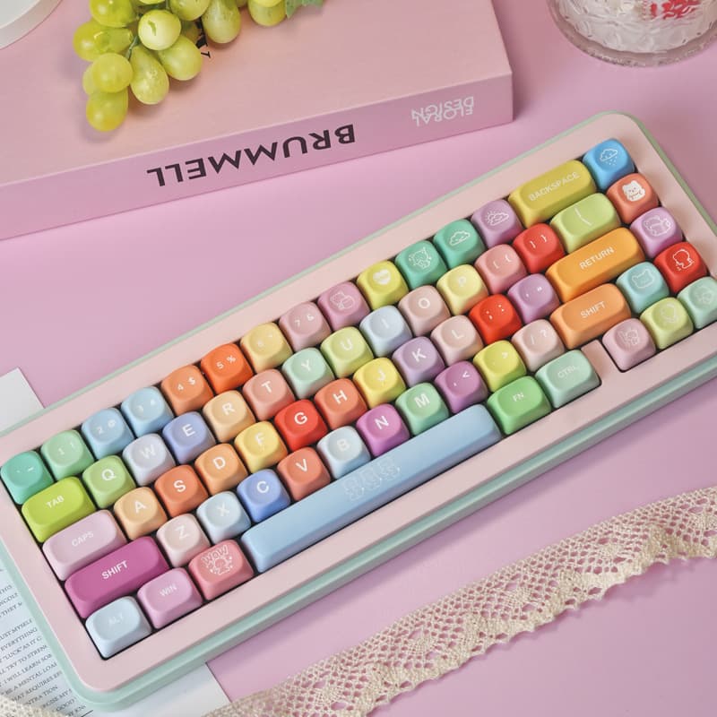 61% 75% 98keycap mechanical keyboard keycaps MOA height colored PBT five-sided dye-sublimated keycaps custom