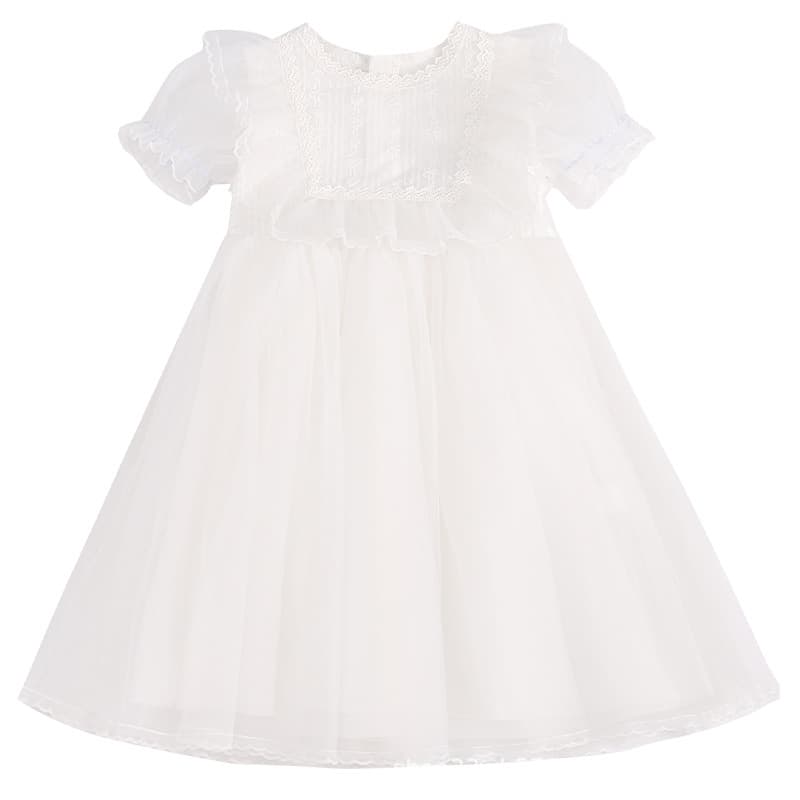 Girls Summer Dress New Style Children White Performance Gown Princess Dress Korean Version Little Girl Fairy Tulle Skirt