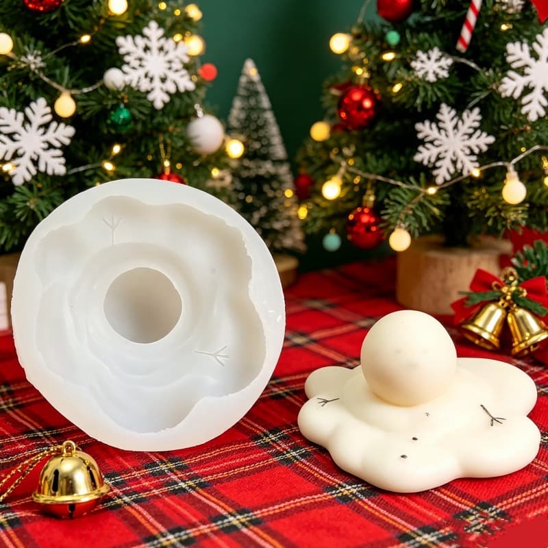 Cross-border Christmas melting snowman silicone mold DIY Christmas cute snowman candle plaster glue mold