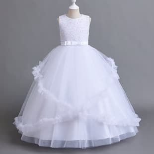 Girls Dress Children's Long Dress Tulle Performance Costume Princess Gown Long Wedding Dress