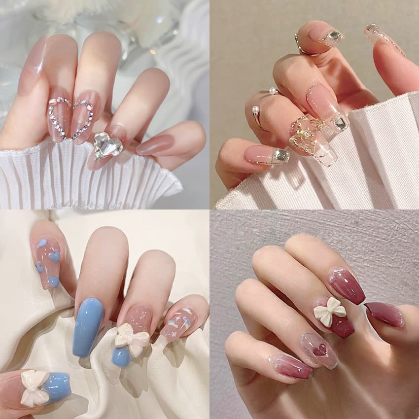 Wearable Finished False Nails Ice Transparent Butterfly Nail Art Stickers Ballet Butterfly Nail Art Wearable Nails