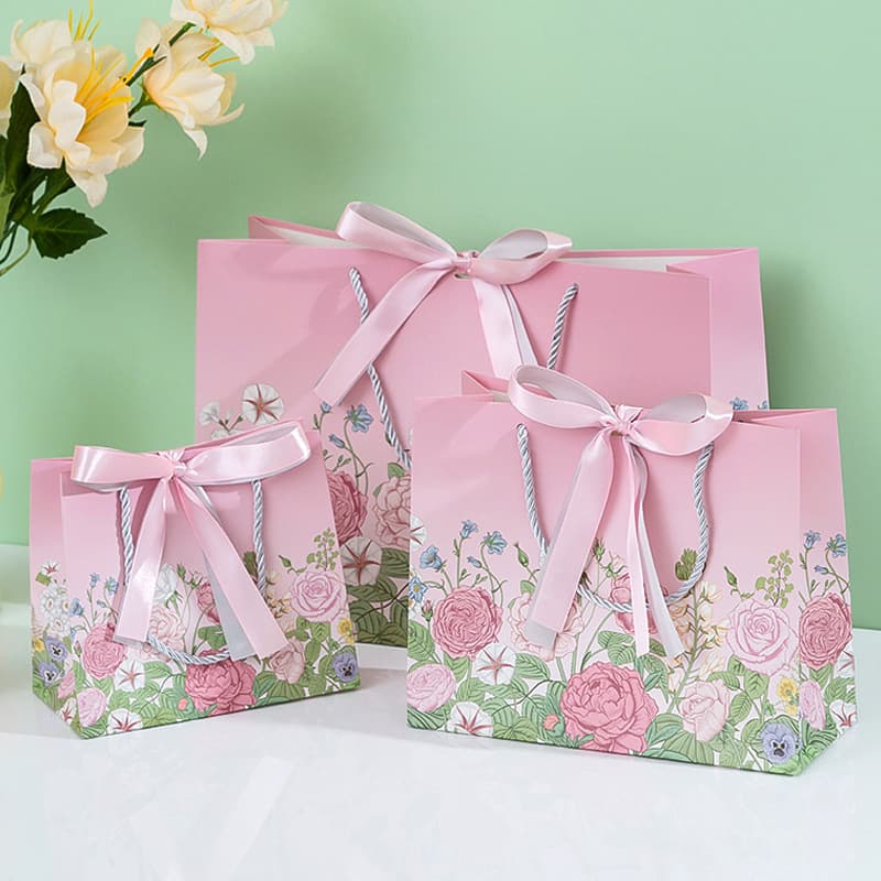 Premium Gift Bag Valentine's Day Flower Tote Bag Fashionable Bow Packaging Bag Return Gift Bag Holiday Gift Bag