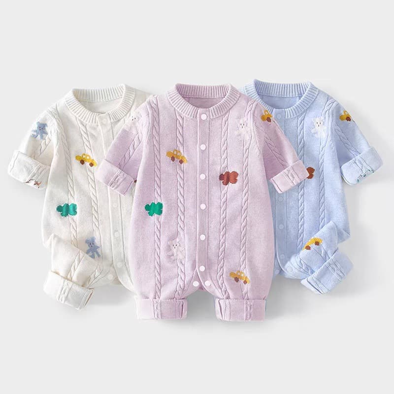 Baby Spring Clothes Newborn A-Class Boys and Girls Knitted Onesie Color Cotton Bodysuit Infant Toddler Base Layer