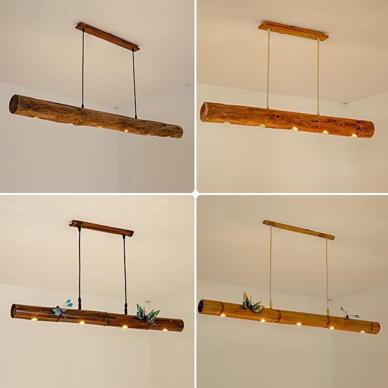 Personalized Creative Bar Light, Solid Wood and Bamboo Craft Restaurant, Wabi-Sabi Style Inn, Hot Pot Restaurant Commercial Spotlight, Zen Tea Room Lamp