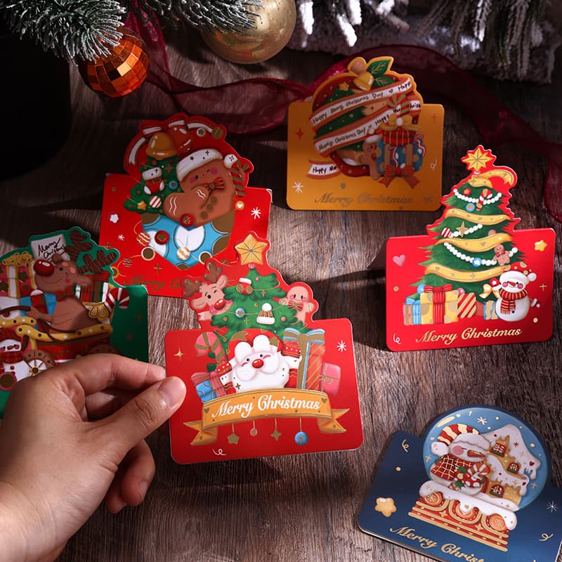 Christmas Vintage Gold Foil Christmas Greeting Card Gift Card Florist Bakery Gift Small Card Wholesale