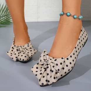 Foreign Trade Large Size French Pointed Toe Bowknot Flats Women 2026 Cross-border New Shallow Mouth Flat Flats Women Match Dresses