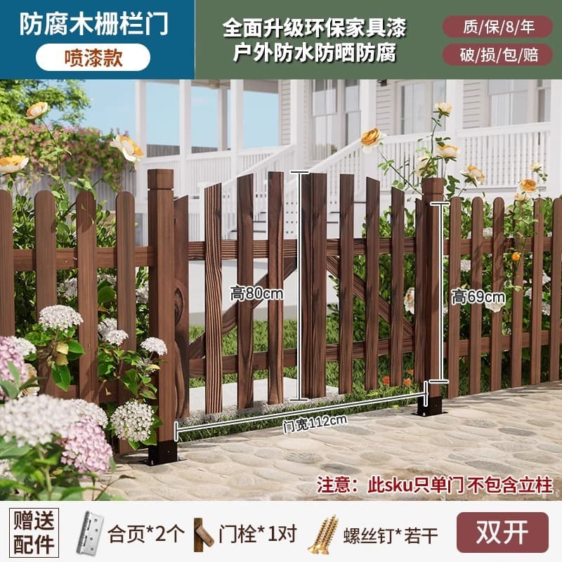 Garden Grid Door Anticorrosive Wood Trellis Fence Gate Garden Grid Double Door Decorative Fence Gate