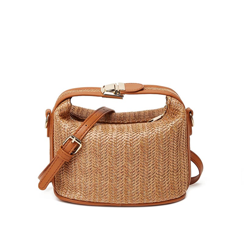 Cross-Border Bucket Bag, Straw Woven Small Bag, Casual Women's Bag, Portable Shoulder Crossbody Bag, Export Summer New Style