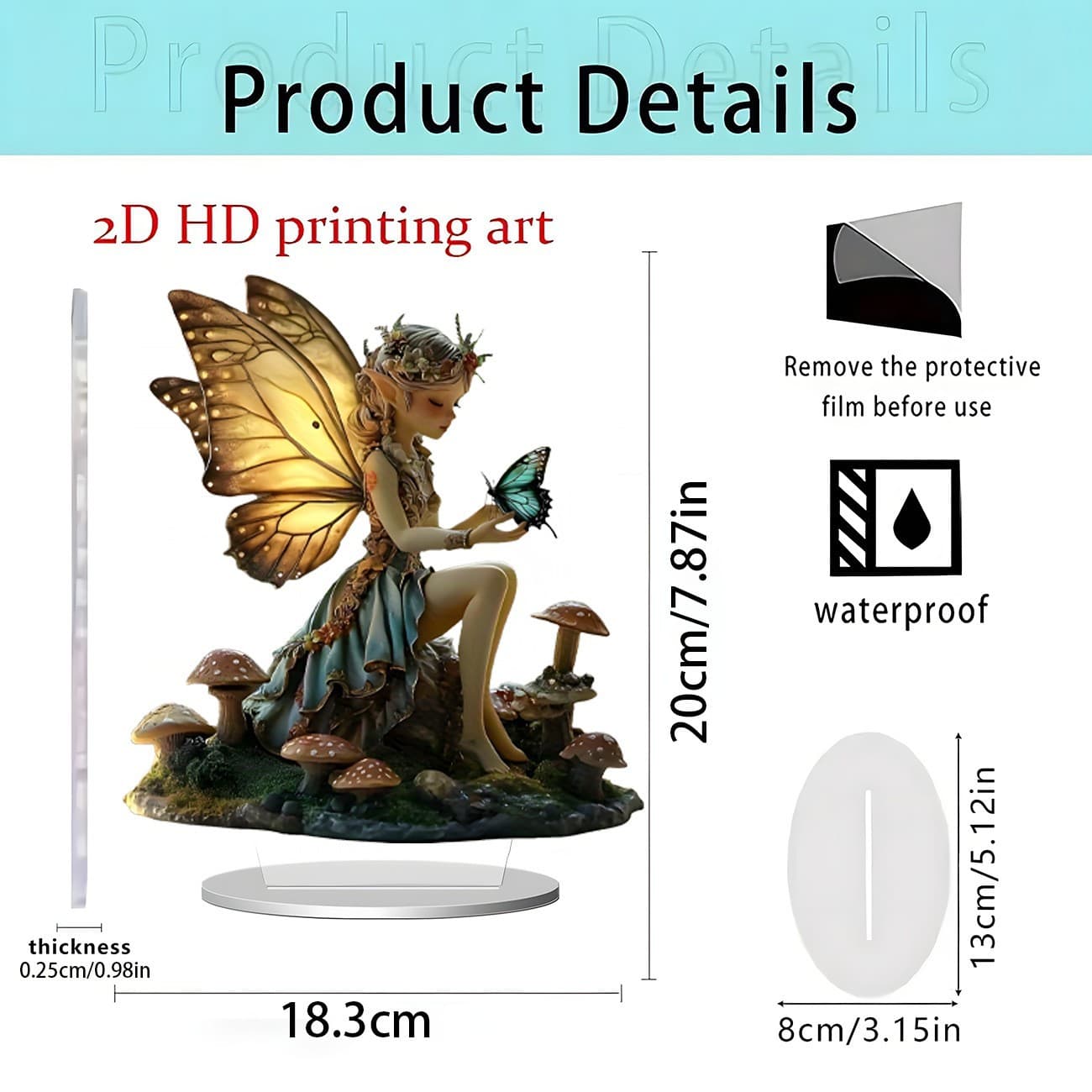 Cross-border New Fairy Tale Flower Fairy and Unicorn Flat Acrylic Ornament Home Desktop Decoration Ornament