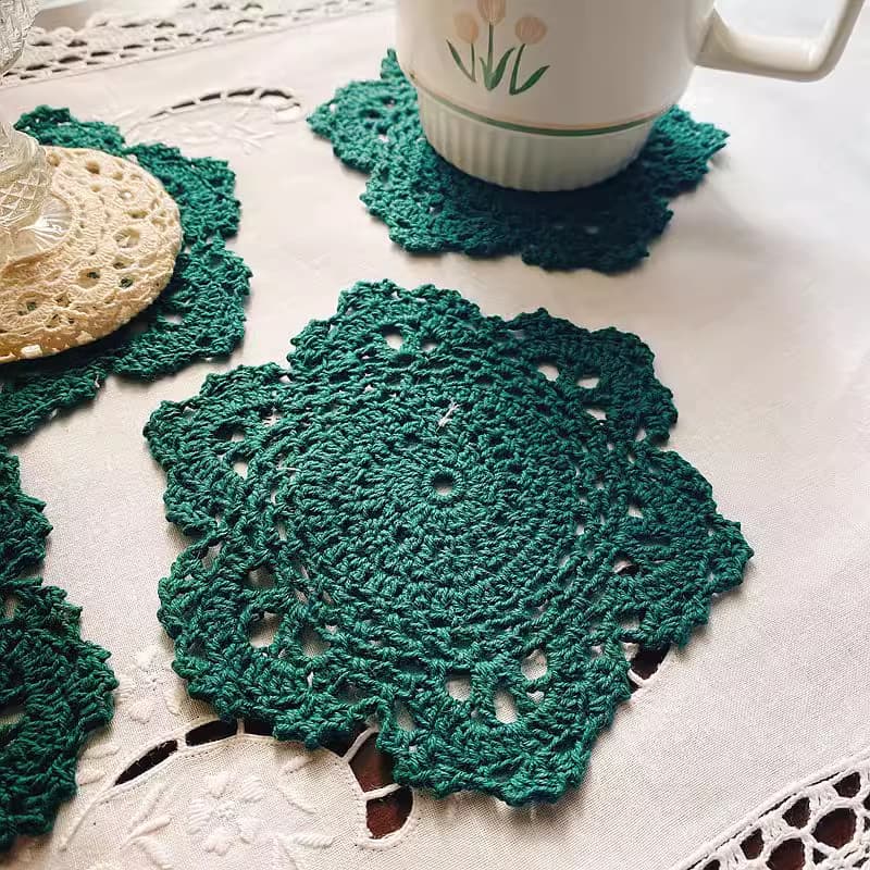 Foreign trade export American country style pure cotton handmade crochet coffee tea coaster vase mat photo props