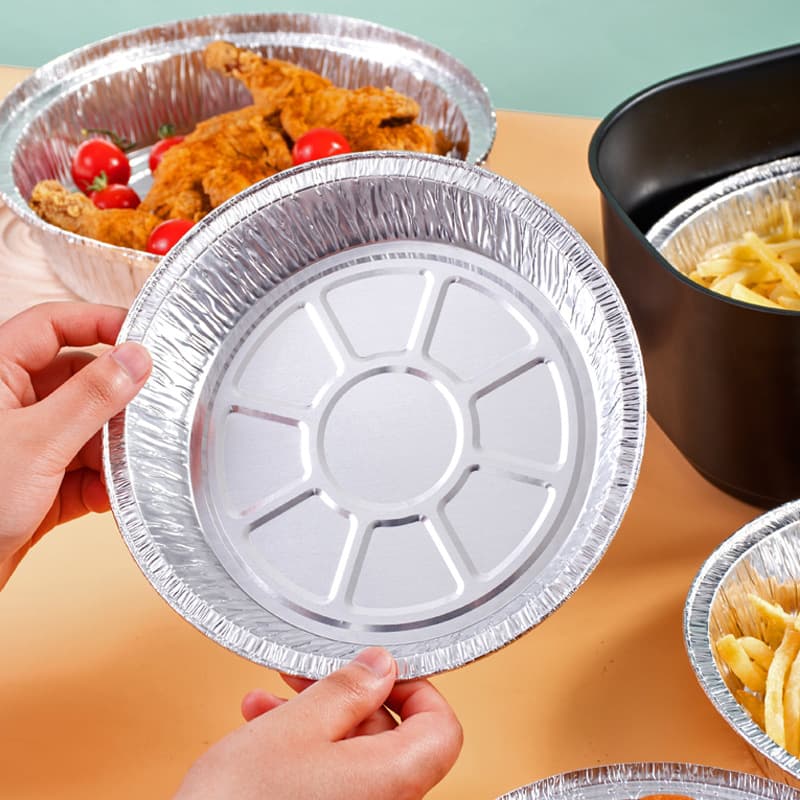 Foil boxes, air fryer foil bowls and plates wholesale, round and square disposable aluminum foil bowls, oven and barbecue foil plates