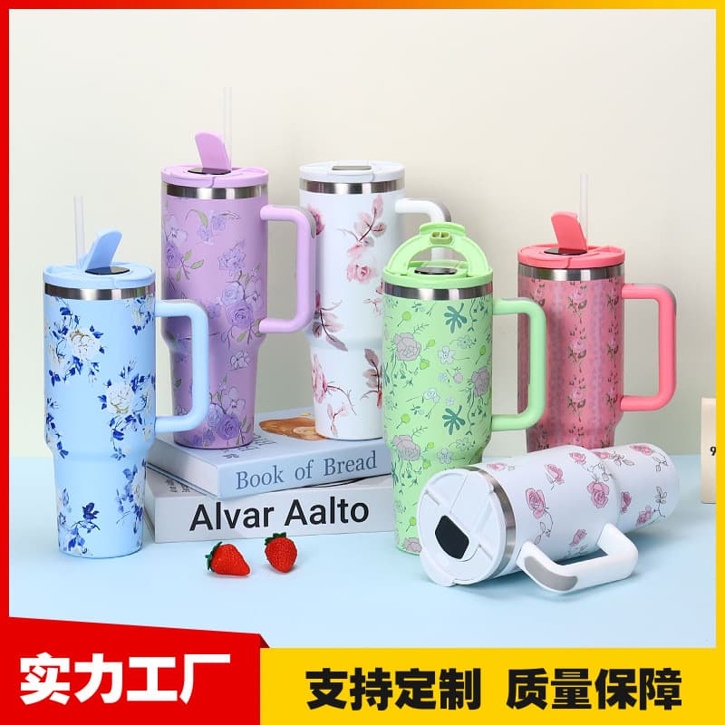 Cross-border Best Seller Amazon Same Style 304 Stainless Steel Insulated Tumbler 40oz Car Cup Dual Straw Lid Cup