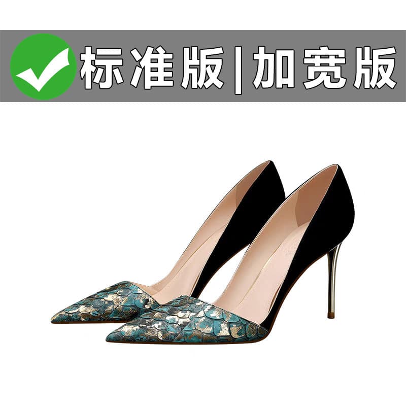 Black Blue High Heel Women's Genuine Leather 2025 Spring New Style Plus Size Women's 41 to 43 Korean Fashion Stiletto Heel