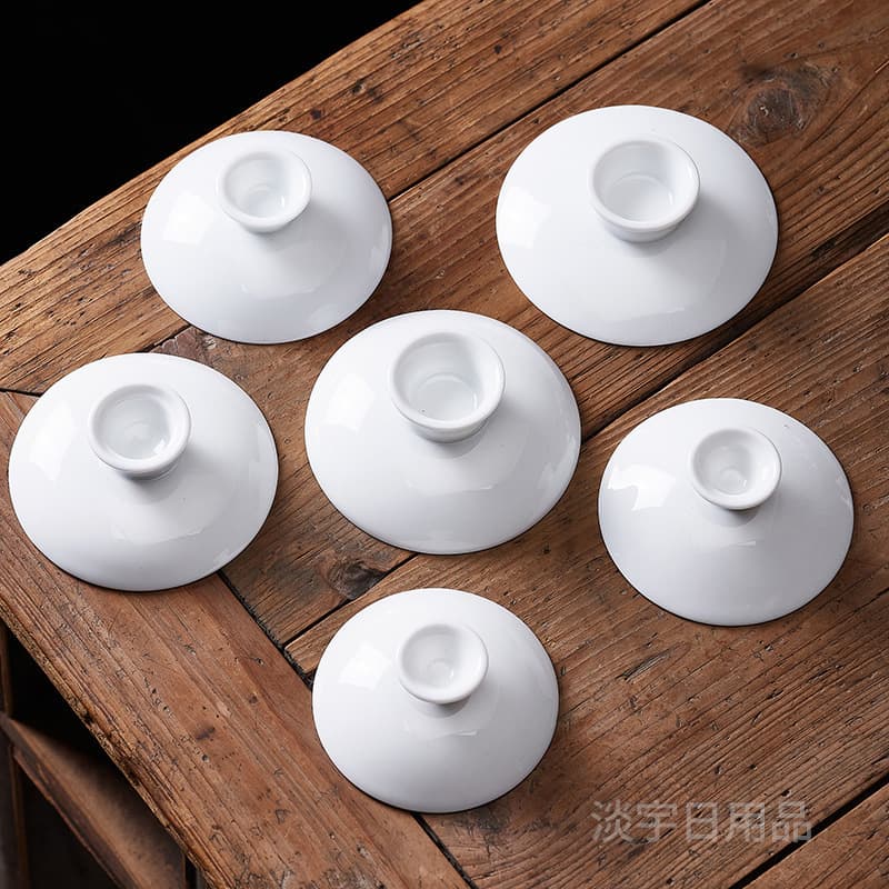 Large, medium, and small ceramic teacup lids; Gaiwan tea set single lid; Three-piece teacup/two-piece set free-matching Kung Fu tea cup lids.