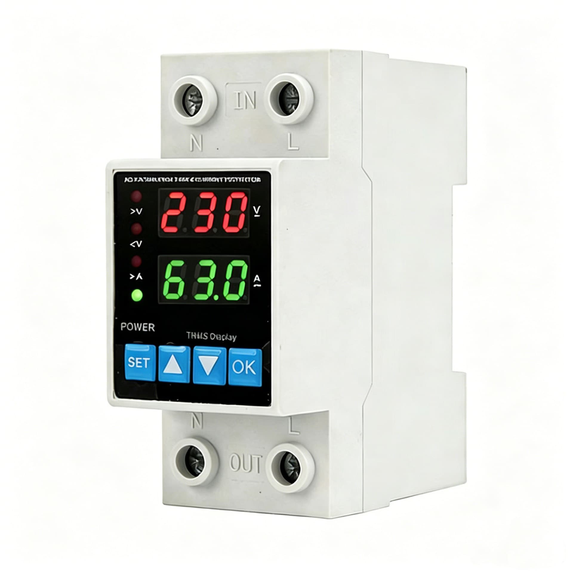 Foreign trade cross-border dual display over-voltage protector 63A current and voltage protector Voltage Protector