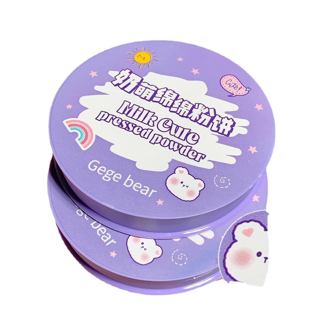 Gege Bear Milk Cotton Setting Powder Cake Wet and Dry Dual Use Lightweight Concealer Waterproof Long-Lasting