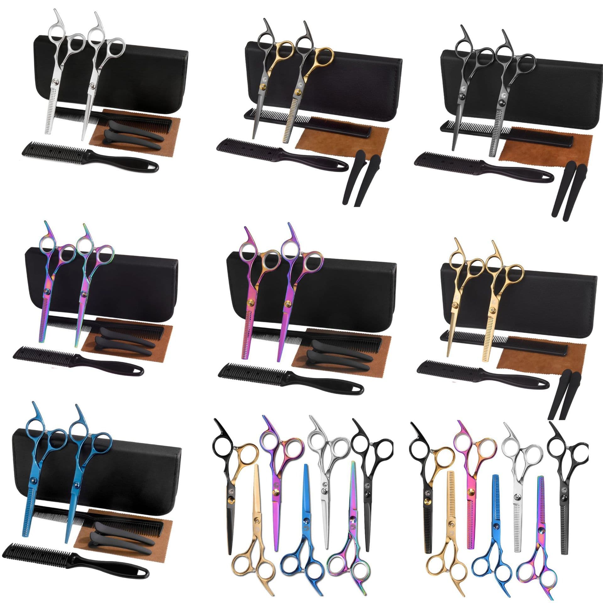 Professional High-Quality Hair Cutting Scissors Set - Straight Scissors, Thinning Scissors, Hairdressing Scissors, Barber Scissors, Thinning Shears, Hair Cutting Scissors Set