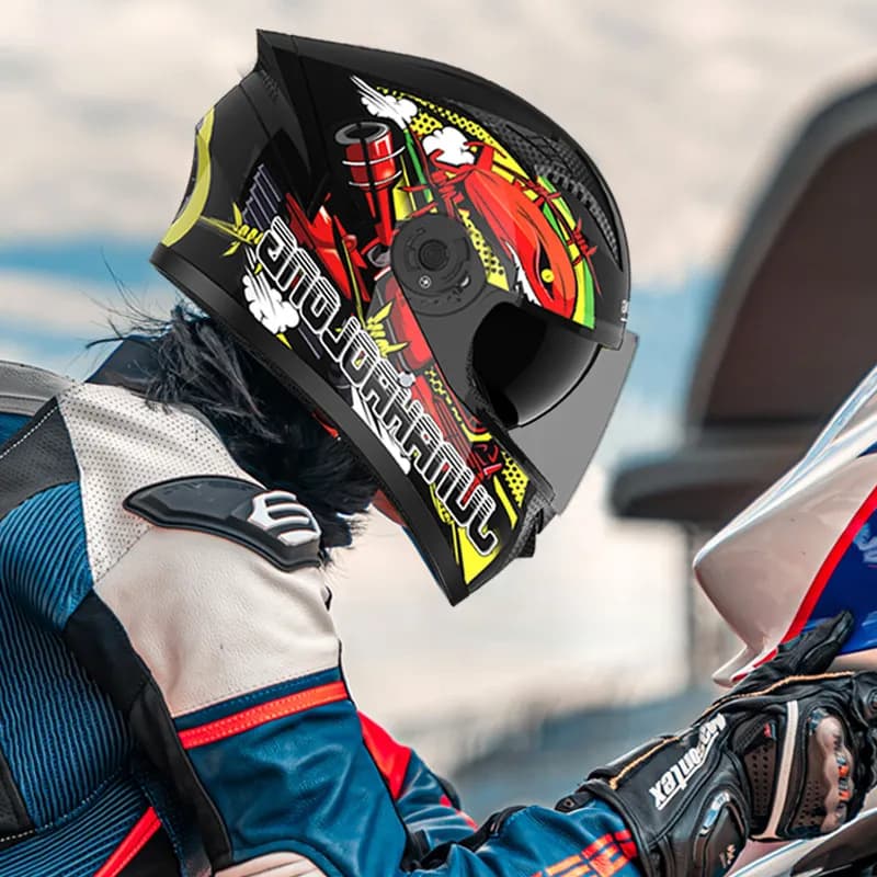 Foreign Trade Export Electric Motorcycle Double Lens Full Face Helmet Men's Women's Four Seasons Junhaolong Helmet Riding Helmet