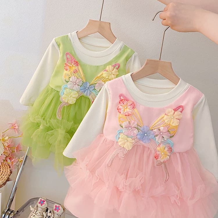 Girls Dress Summer 2025 New Fashionable Long Sleeve Princess Dress Little Girl Summer Cute Princess Dress