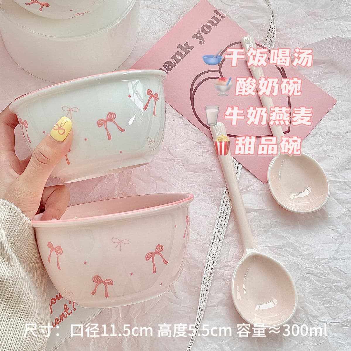 Cute Glazed Bowl and Plate Set, High-Aesthetic Ceramic Tableware for Home, Couple Bowl and Chopstick Set with Rice Bowls and Spoons