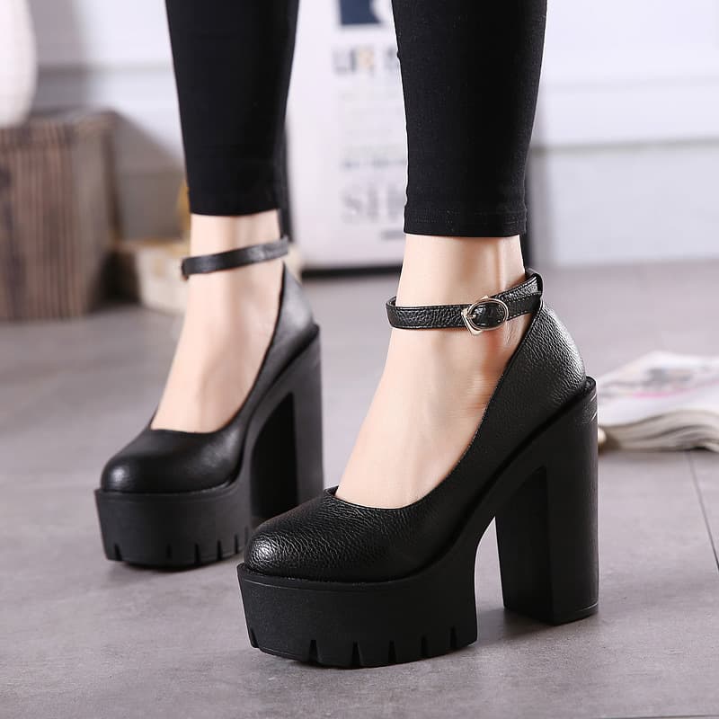 Factory Wholesale Ultra-High Heel Women's Shoes Stage Model Single Shoes Chunky Heel Nightclub DJ Work Shoes Runway Shoes Women 126-02