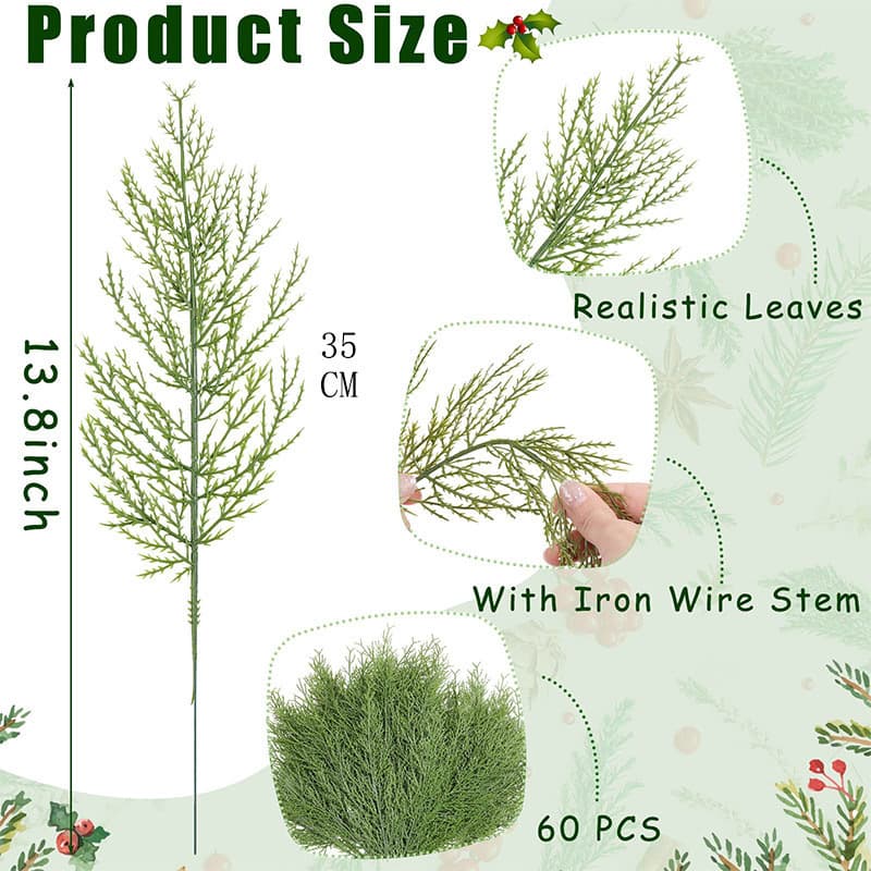 Cross-border Artificial Pine Branches Fake Green Plant Pine Needle Picks DIY Wreath Craft Christmas Decoration Flowers