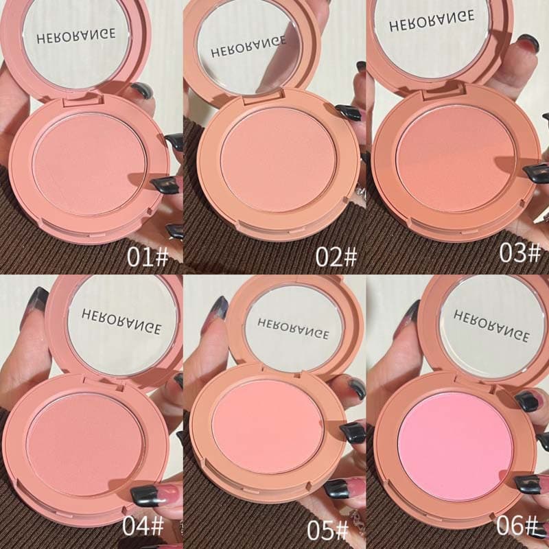 HERORANGE Cream Pink Blush Low Saturation Natural Bare-Face Look Youthful Peach Orange Soft Matte Rouge for Women