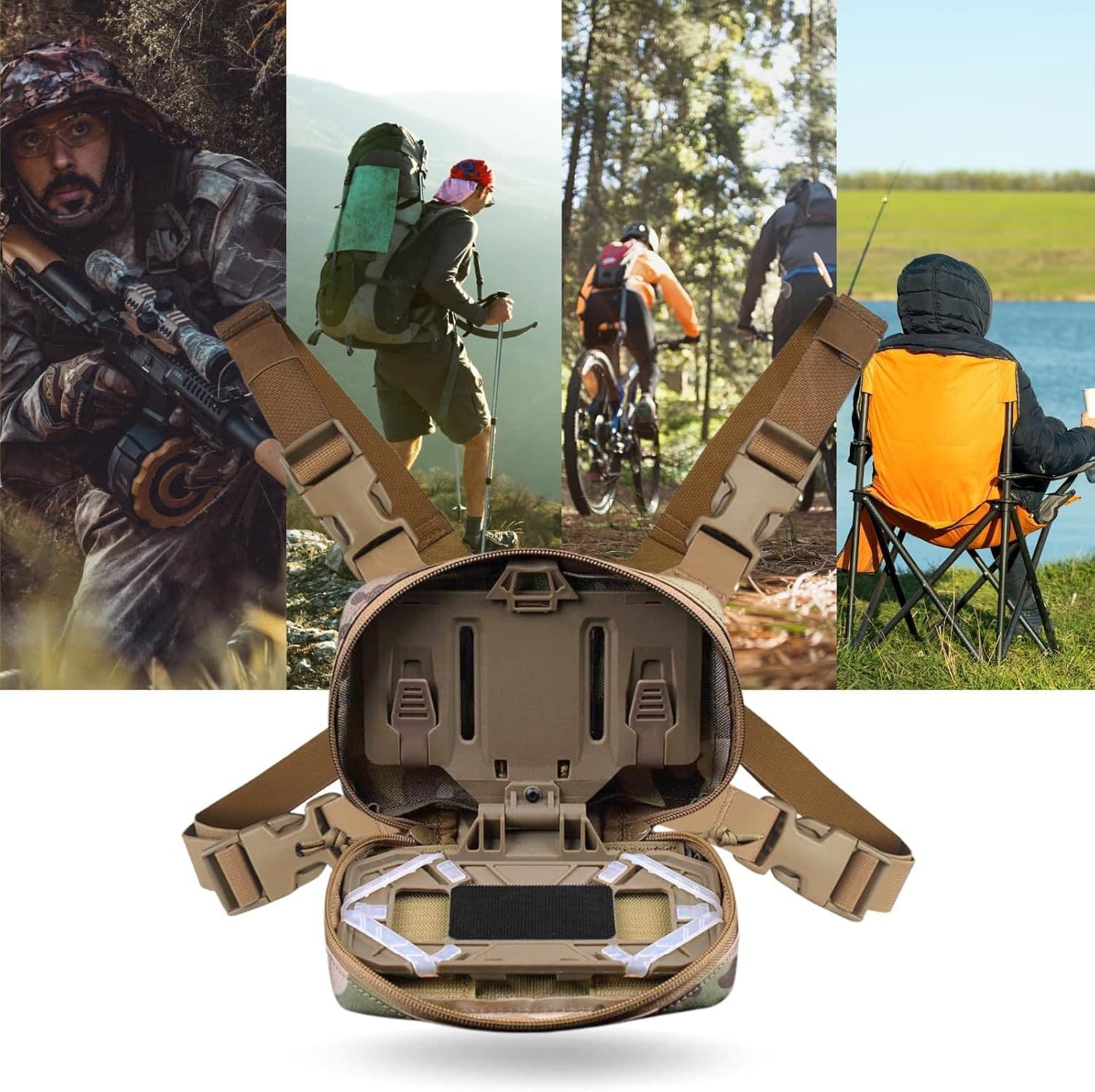Tactical Folding Navigation Board Set with MOLLE Phone Folding Navigation Board Holder, Buckle Quick-Release Chest Mount Set