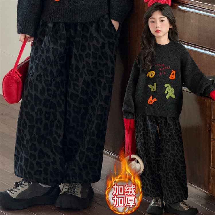 Girls' Winter Sweater Set - 2026 New Thick Warm Knit Top with Fleece-Lined Pants, Two-Piece Outfit