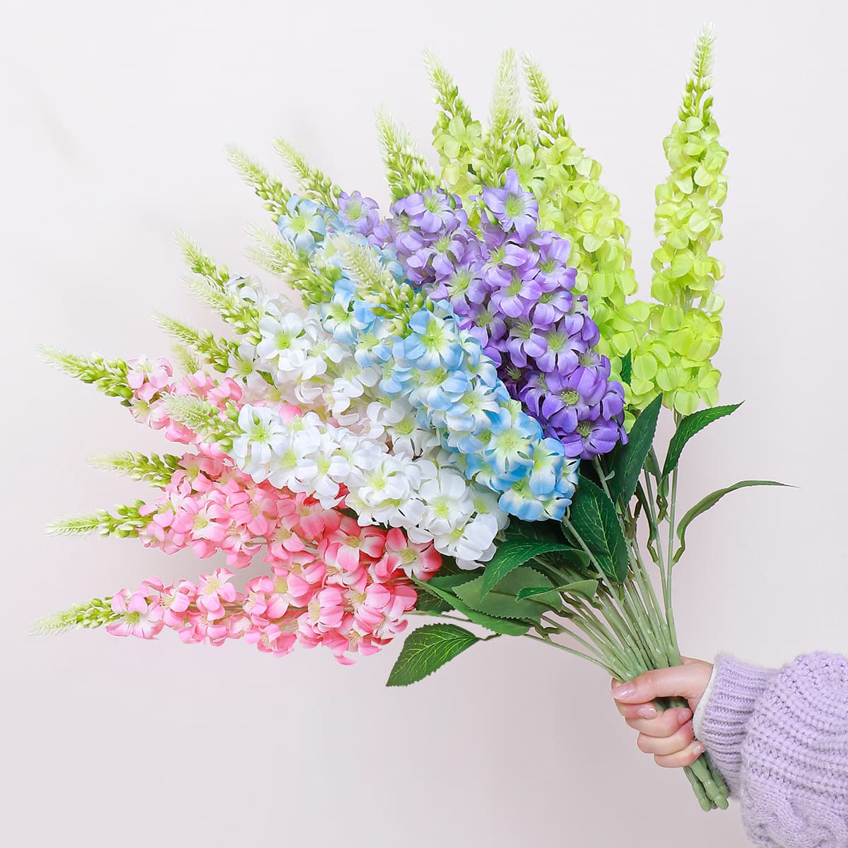 Artificial Hyacinth Fake Flowers Home Living Room Snapdragon Bouquet Artificial Delphinium Dried Flowers Wedding Decoration Green Plants