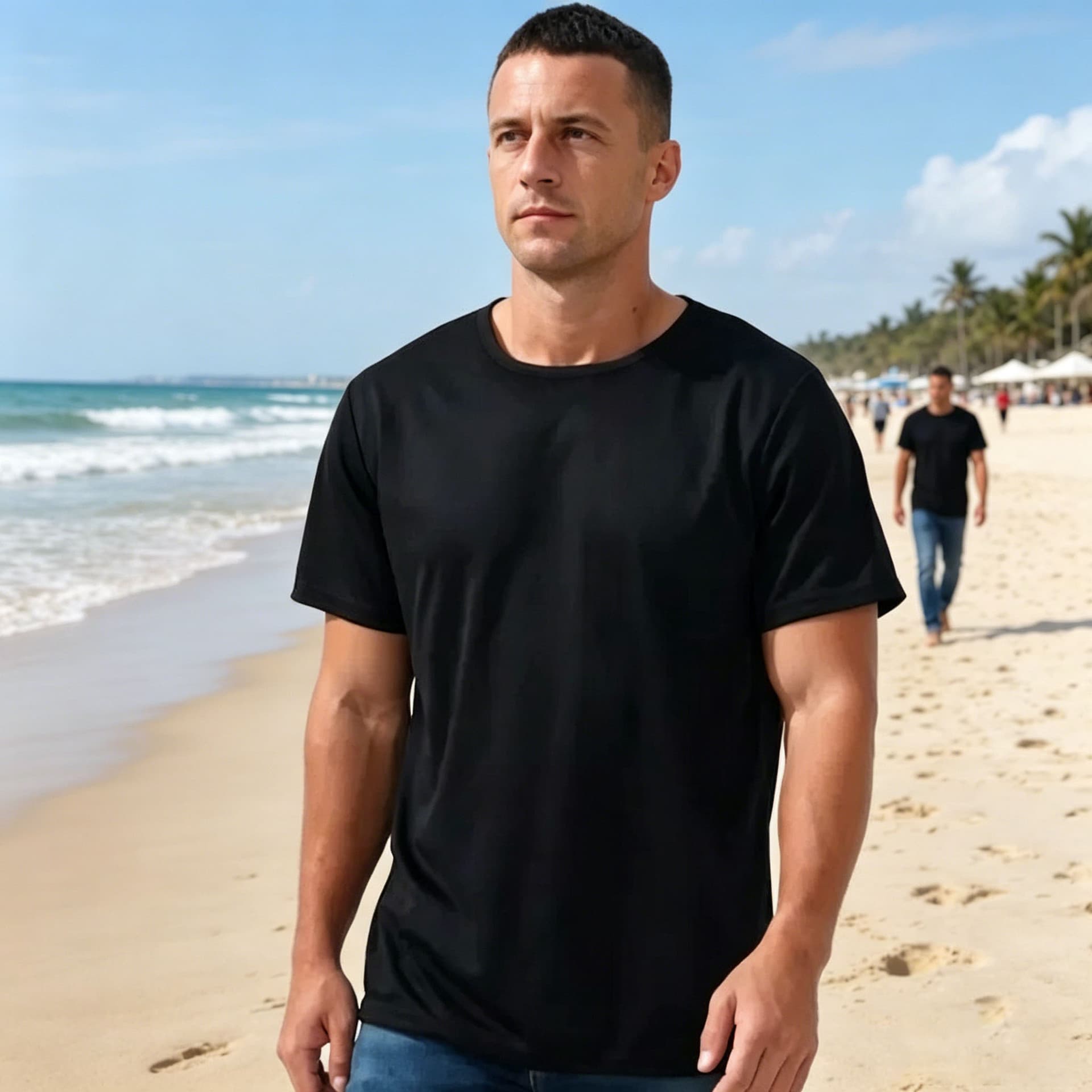 Cross-border European and American Men's Short Sleeve T-Shirt Summer American Style Round Neck Top Versatile T-Shirt Short Sleeve Men's T-Shirt Simple Student