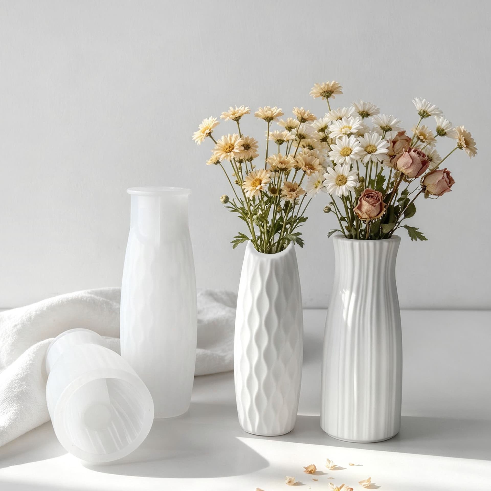Jiahuimei gypsum vase ornaments silicone mold diy gypsum cement glue flower arranging tool abrasives in stock