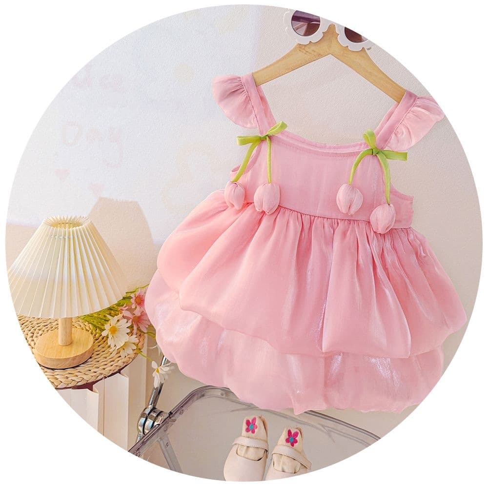 Baby Girl Summer Princess Romper Dress for 100 Days and First Birthday, Princess Style Super Cute