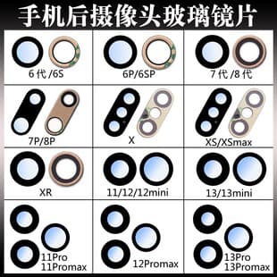 Compatible with Apple 16/7Plus/8P/XR/XSmax/15/12/4/17Pro Rear Camera Glass Lens