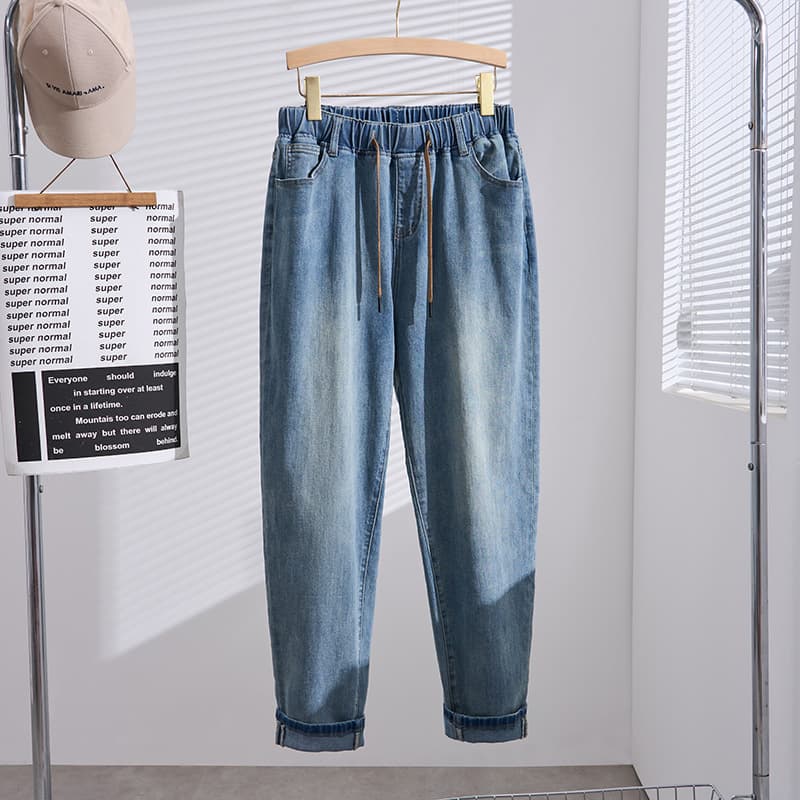Plus Size Women's Loose Fit Korean Style Slimming Casual Denim Mom Jeans N4030 for 250 lbs