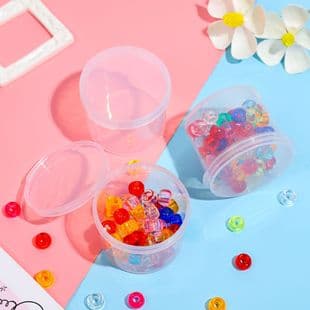 Round Box Tool Box Small Parts Thumb Powder Puff Jewelry Storage Transparent Plastic Container Sample Box Small Round Box