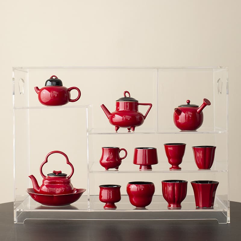 Forbidden City Red Ceramic Master Cup Single Cup High Appearance Lady-Specific Kung Fu Tea Set Tea Tasting Cup High-Foot Tea Cup Tea Bowl
