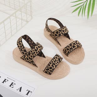 Women's Sandals Drop Shipping Cross-Border New Summer Flat Leopard Print Sandals Women's Fashion Flat Casual