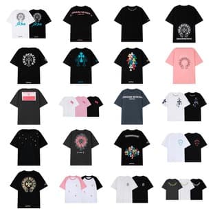 In Stock Cross-Border High Version Chrome Hearts Cross Color Patch Printed Short Sleeve T-Shirt