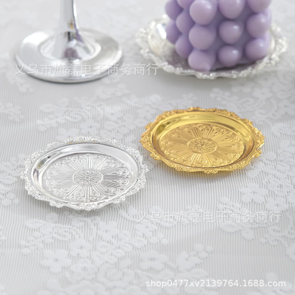 New metal silver-plated mini snack dish dessert plate nut tray tasting plate cupcake stand display luxurious