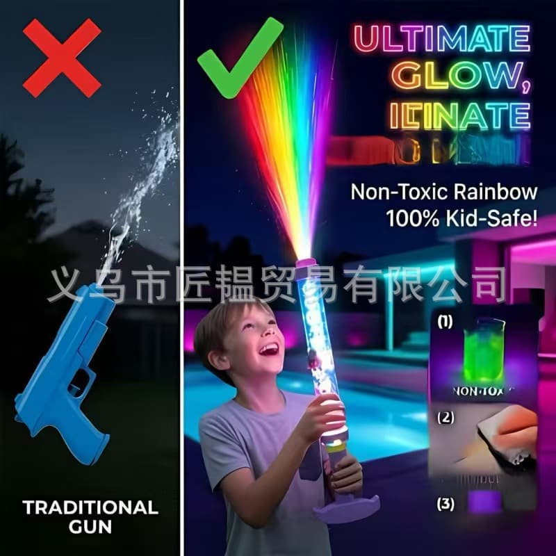 Cross-border Glowing Rainbow LED Water Blaster Neon Rainbow LED Water Gun