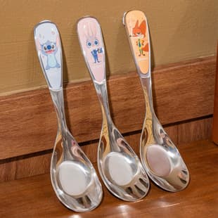 Disney Judy and Nick Yuanbao Spoon, Children's Soup Spoon, 304 Stainless Steel Small Spoon, Rice Spoon, New