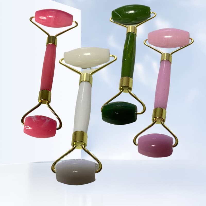 Double-Headed Resin Bead Crystal Massage Roller Beauty Stick Simulated Jade Facial Beauty Massage Tool Non-Electric OEM Product