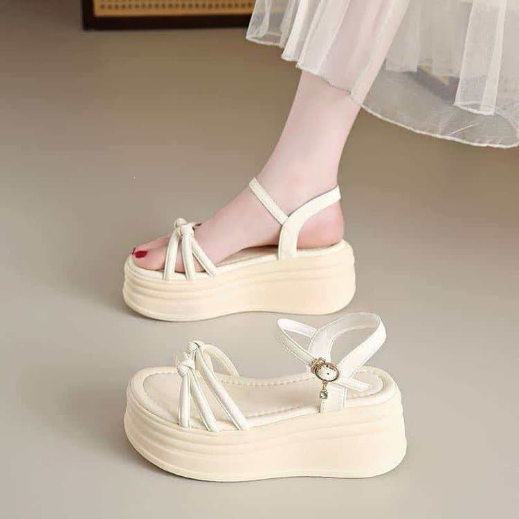 Thick-Soled Sandals for Women 2026 Summer New Style Versatile Fairy Style for Dresses Outdoor Beach Shoes One-Strap Roman Sandals