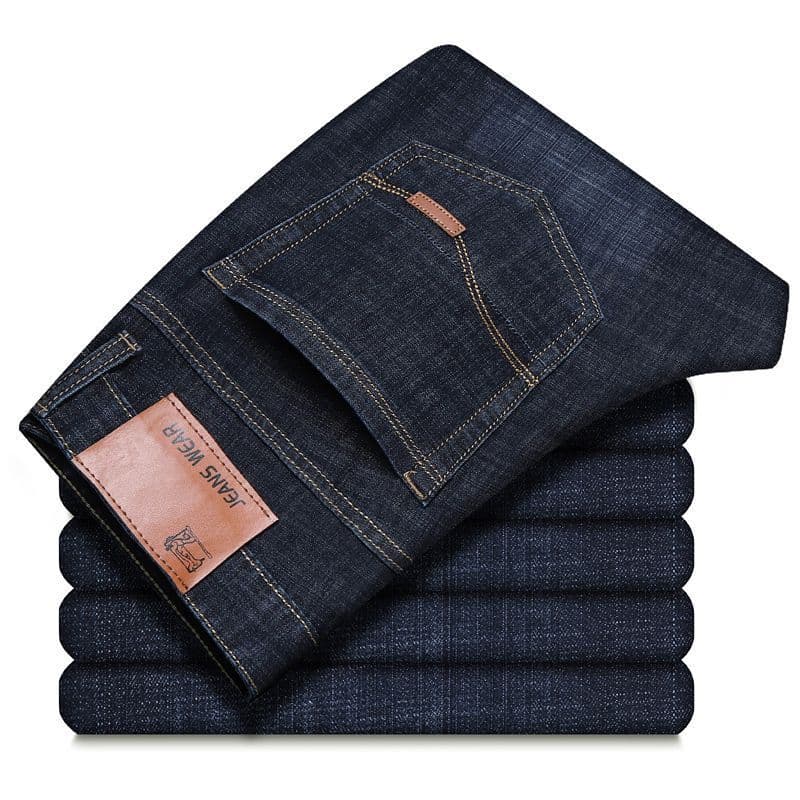 Custom Stretch Jeans for Men Straight Leg Loose Casual Plus Size Mid-Age High Waist Xintang Denim Work Pants