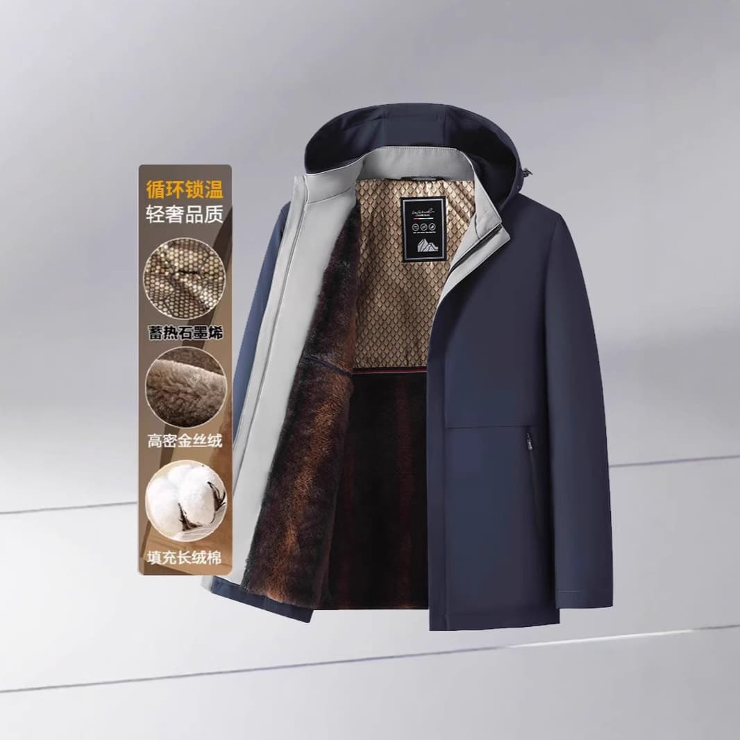 【Five-Proof Detachable Hood】New Autumn Hooded Jacket, Comfortable Breathable Fleece-Lined Thick Coat for Men