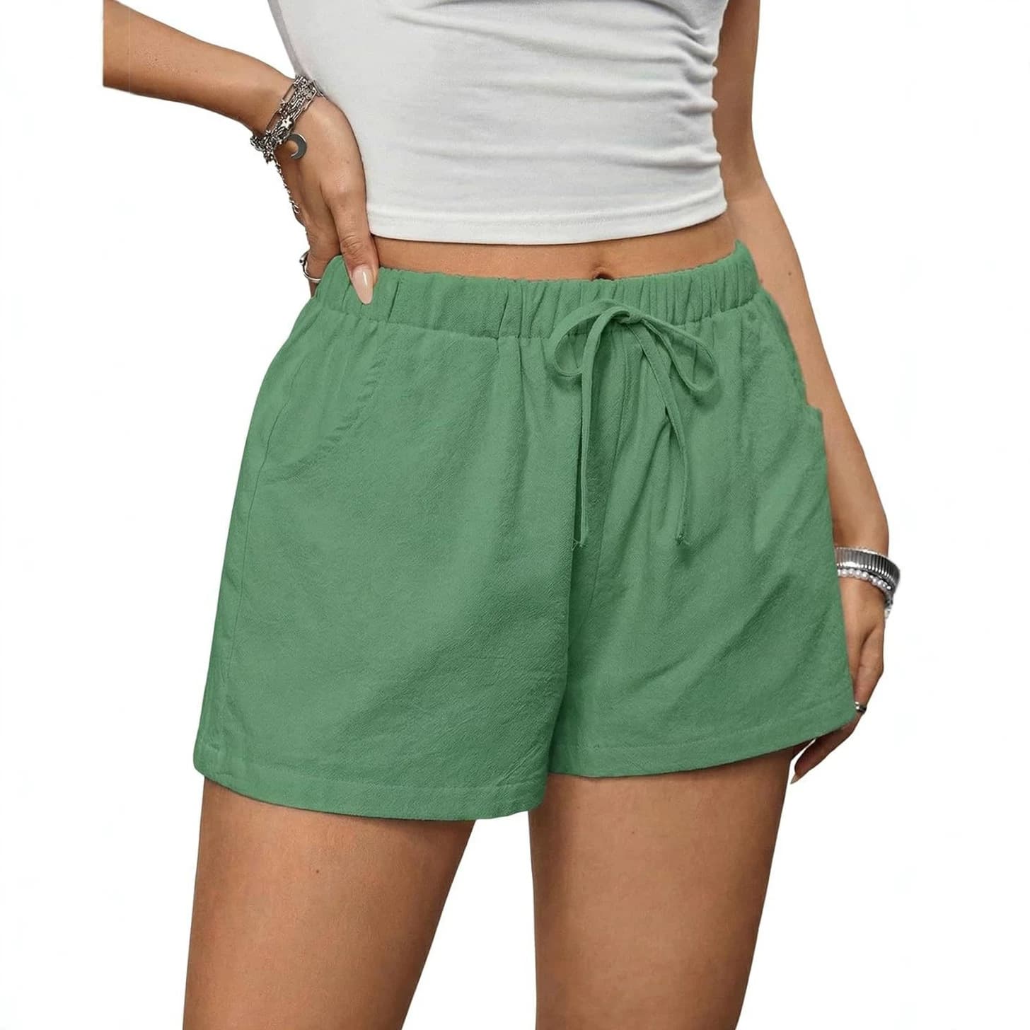 Cross-border Europe and America Hot Selling Summer Loose Cotton-like Crepe Plus Size Sports Casual Shorts Women Wide Leg Pants