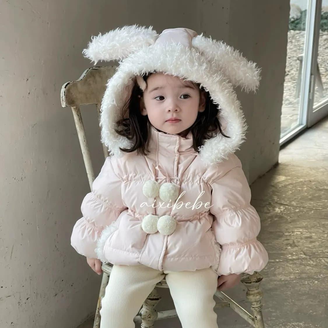 M274 New Winter Girls Korean Style Thickened Coat Toddler Fashionable Fleece-Lined Cotton Jacket Winter Quilted Outerwear